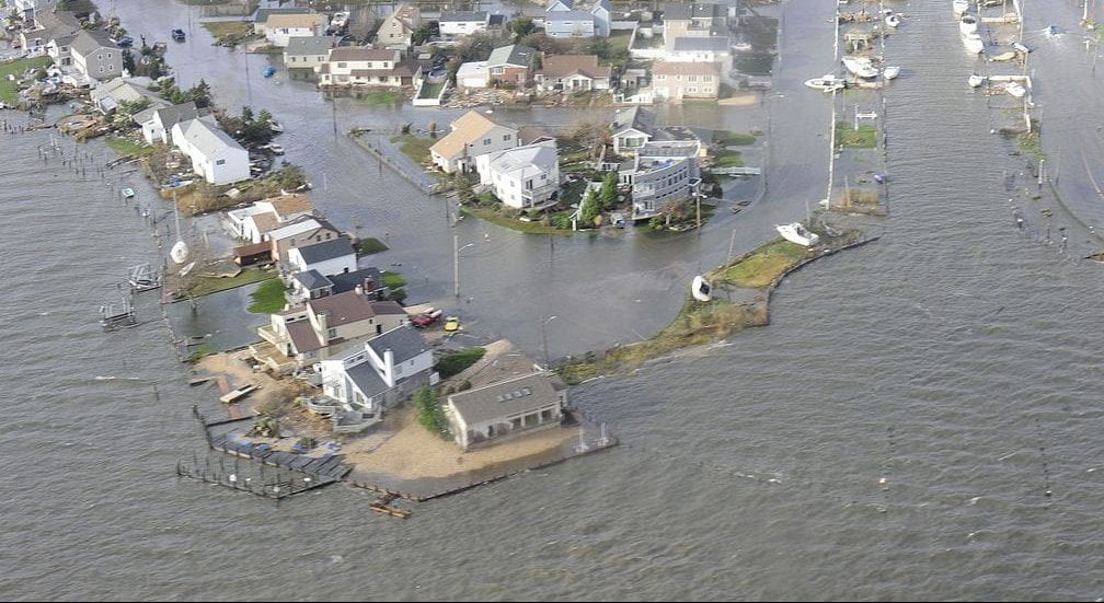 Areal image of hurricane sandy aftermath